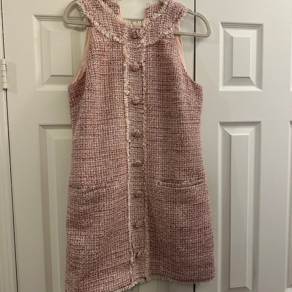 Pink Tweed Sleeveless Dress - Picture 3 of 5